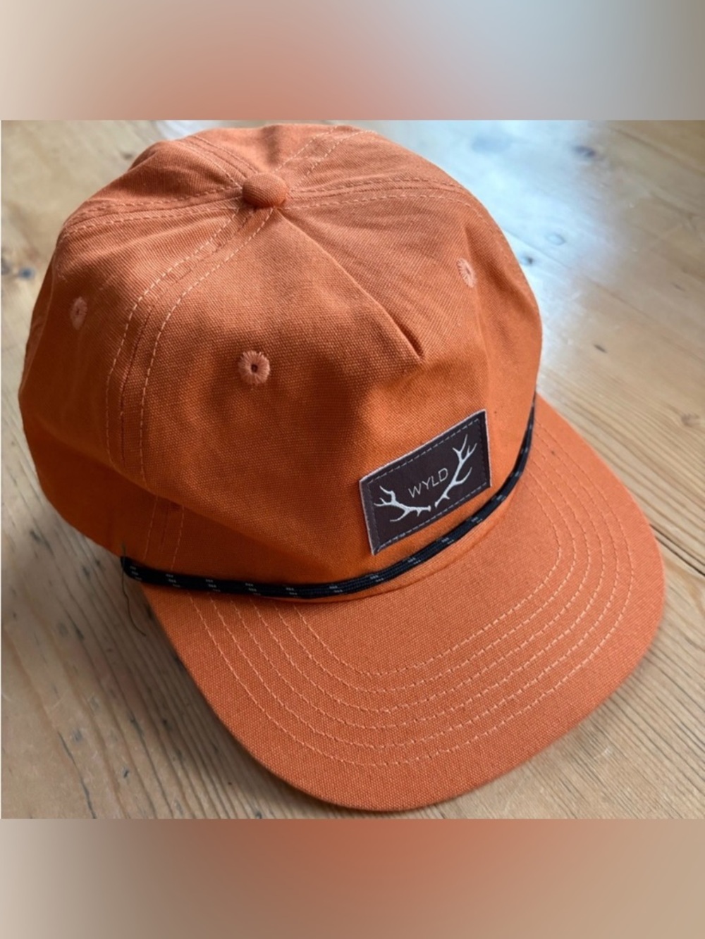 Wyld Manufacturing Adult Flat Bill Orange Hat Baseball Buck Horn Logo Snapback